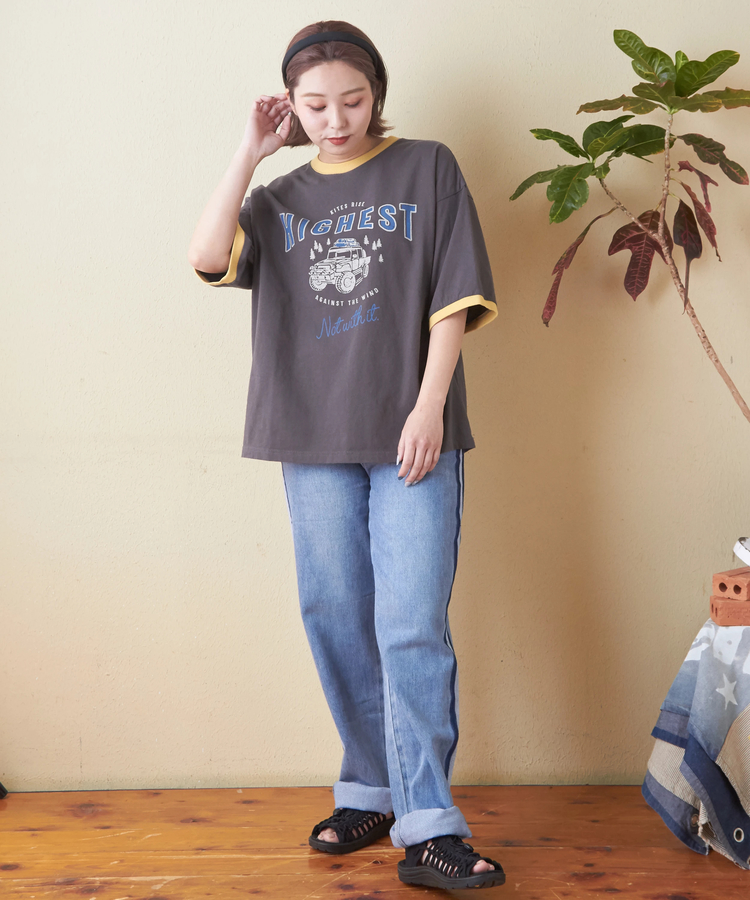 CUBE SUGAR(キューブシュガー) |26/-OE天竺 ロゴプリント リンガー Tシャツ