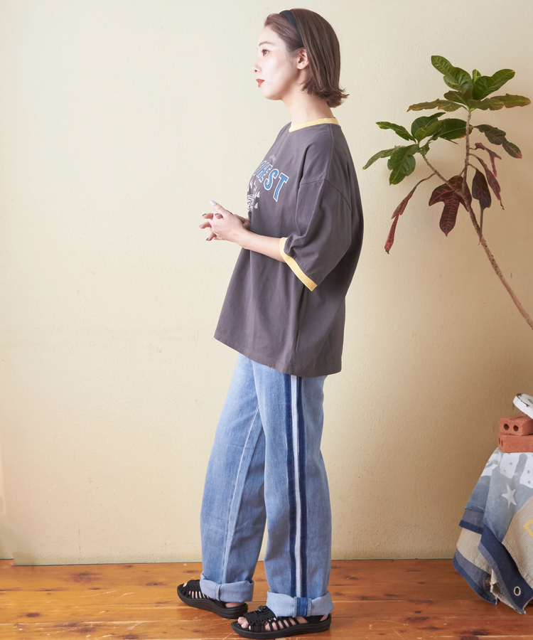 CUBE SUGAR(キューブシュガー) |26/-OE天竺 ロゴプリント リンガー Tシャツ