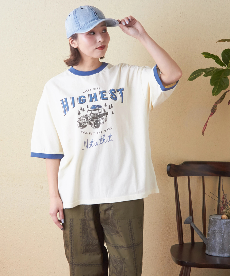 CUBE SUGAR(キューブシュガー) |26/-OE天竺 ロゴプリント リンガー Tシャツ
