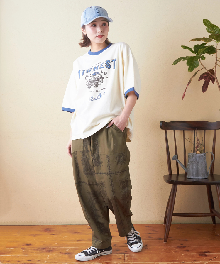 CUBE SUGAR(キューブシュガー) |26/-OE天竺 ロゴプリント リンガー Tシャツ