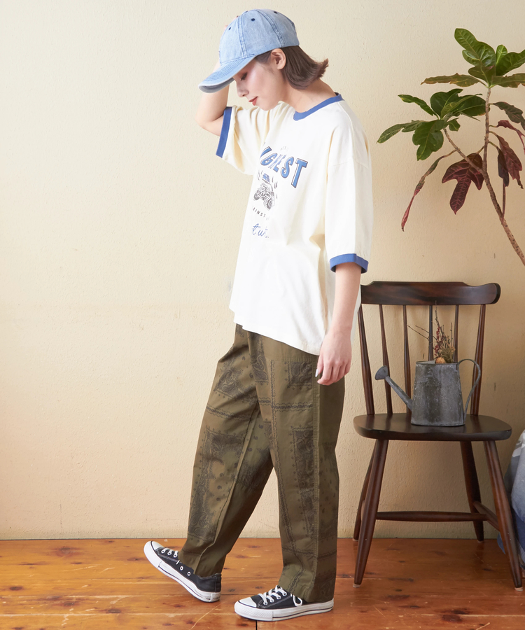 CUBE SUGAR(キューブシュガー) |26/-OE天竺 ロゴプリント リンガー Tシャツ