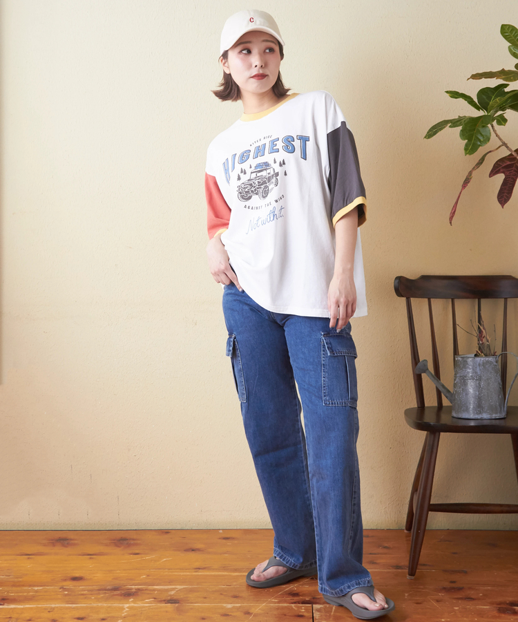 CUBE SUGAR(キューブシュガー) |26/-OE天竺 ロゴプリント リンガー Tシャツ