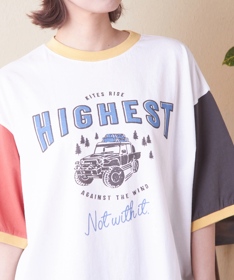 CUBE SUGAR(キューブシュガー) |26/-OE天竺 ロゴプリント リンガー Tシャツ