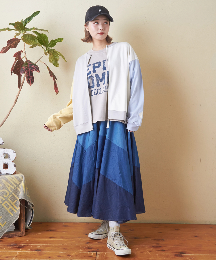 CUBE SUGAR(キューブシュガー) |26/-OE天竺 パウダー加工 切替 ラグランスリーブ Tシャツ