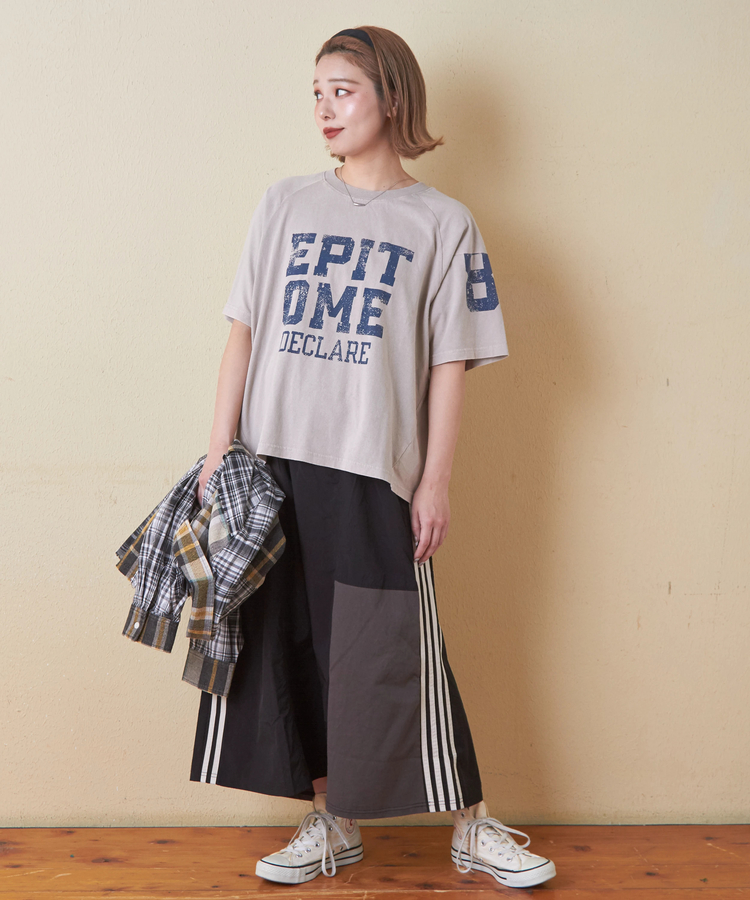 CUBE SUGAR(キューブシュガー) |26/-OE天竺 パウダー加工 切替 ラグランスリーブ Tシャツ