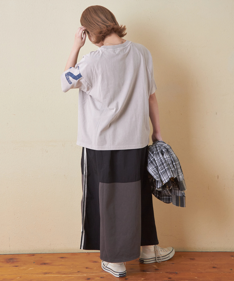 CUBE SUGAR(キューブシュガー) |26/-OE天竺 パウダー加工 切替 ラグランスリーブ Tシャツ
