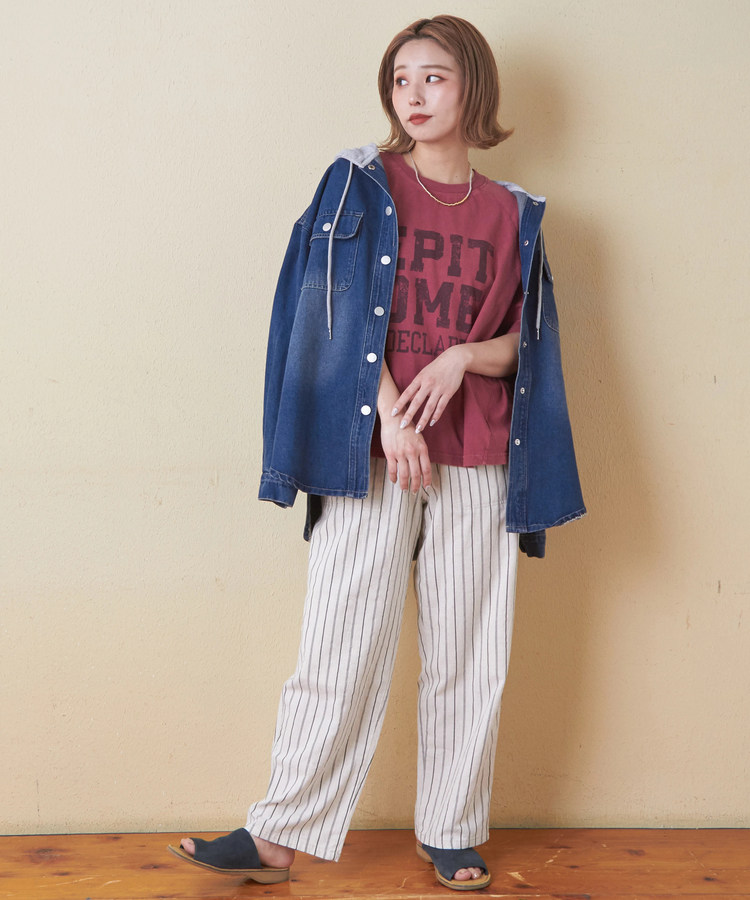CUBE SUGAR(キューブシュガー) |26/-OE天竺 パウダー加工 切替 ラグランスリーブ Tシャツ