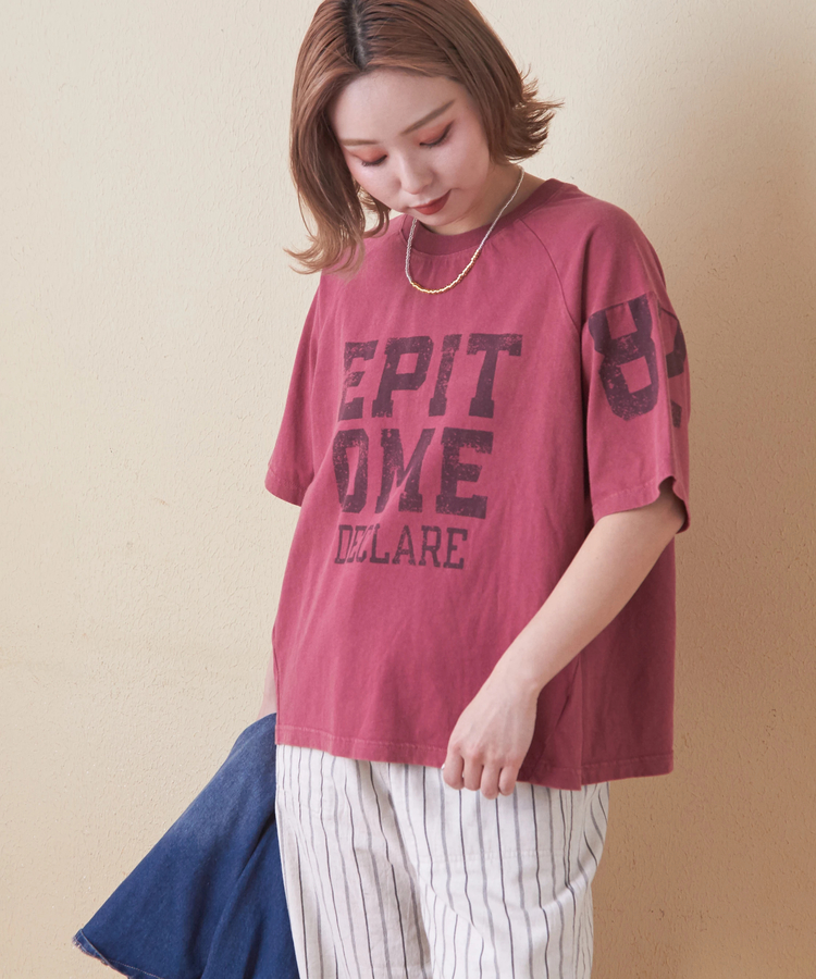CUBE SUGAR(キューブシュガー) |26/-OE天竺 パウダー加工 切替 ラグランスリーブ Tシャツ