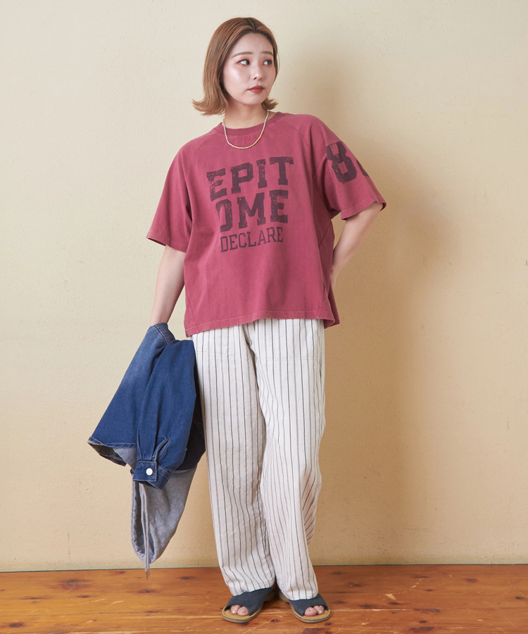 CUBE SUGAR(キューブシュガー) |26/-OE天竺 パウダー加工 切替 ラグランスリーブ Tシャツ