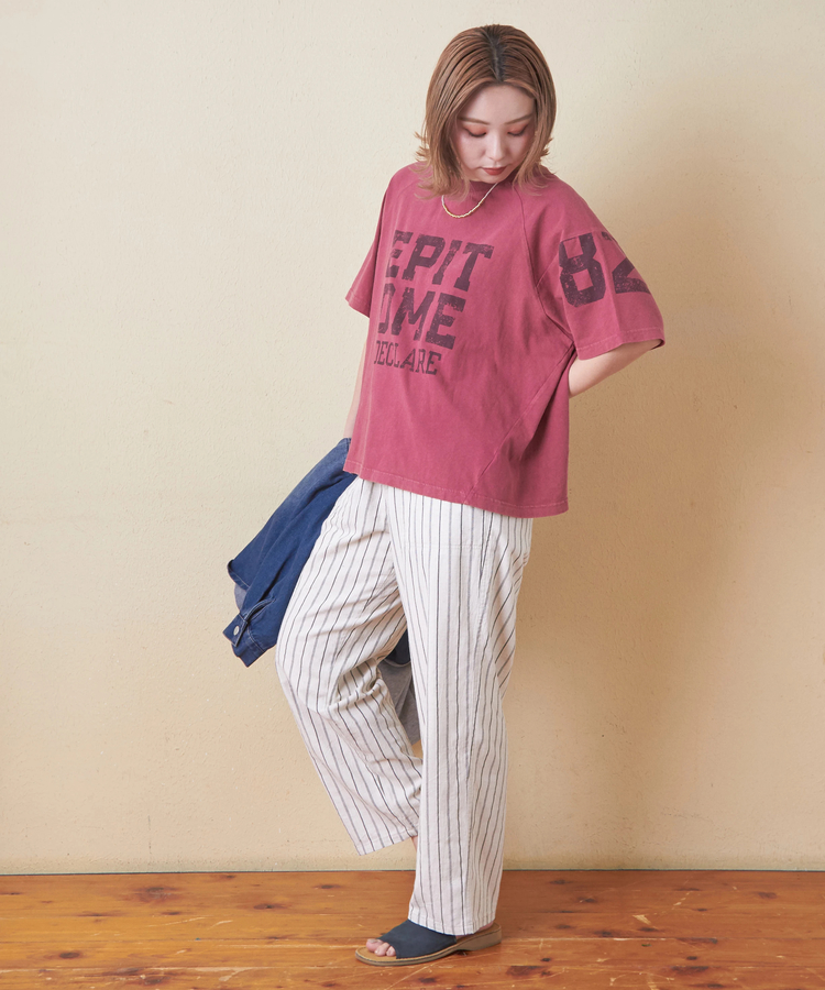 CUBE SUGAR(キューブシュガー) |26/-OE天竺 パウダー加工 切替 ラグランスリーブ Tシャツ