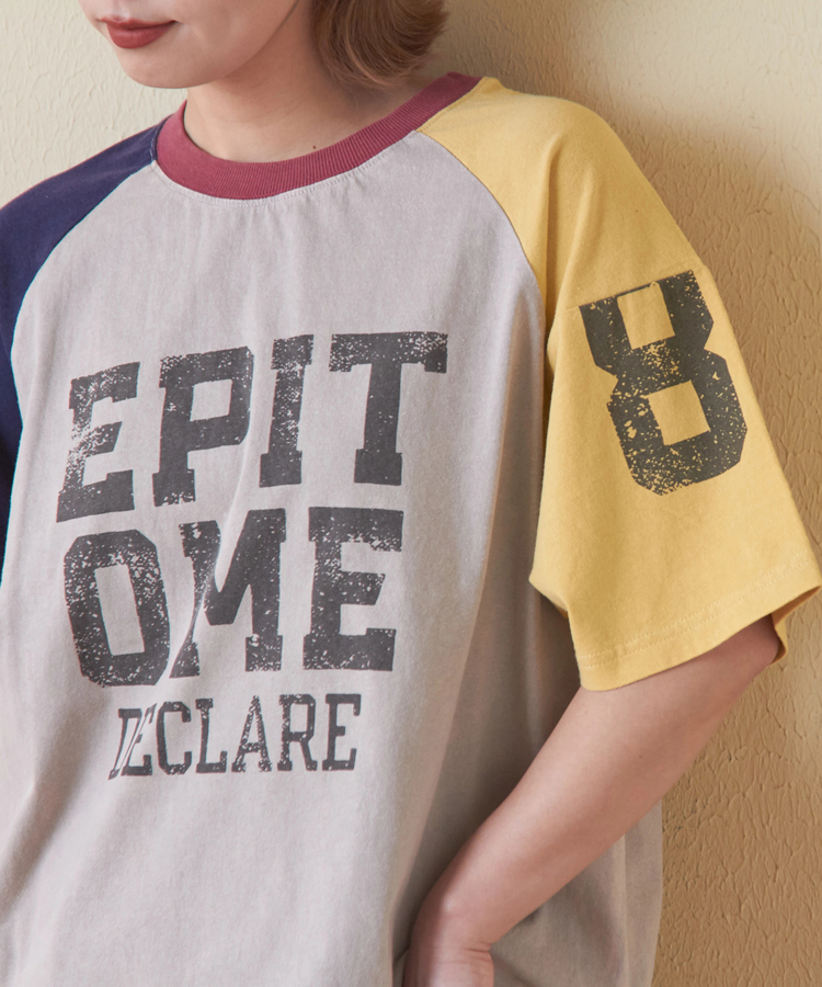 CUBE SUGAR(キューブシュガー) |26/-OE天竺 パウダー加工 切替 ラグランスリーブ Tシャツ