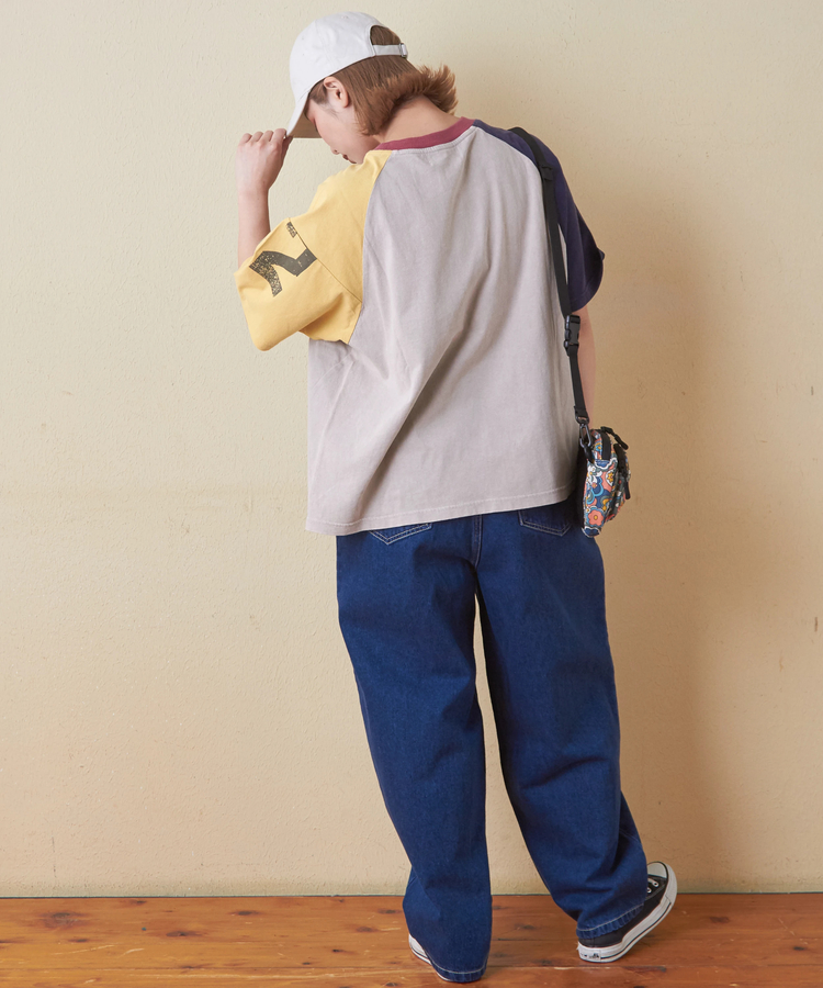CUBE SUGAR(キューブシュガー) |26/-OE天竺 パウダー加工 切替 ラグランスリーブ Tシャツ