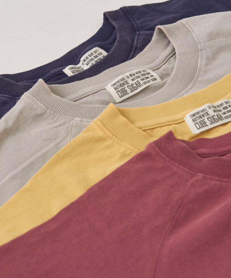 CUBE SUGAR(キューブシュガー) |26/-OE天竺 パウダー加工 切替 ラグランスリーブ Tシャツ