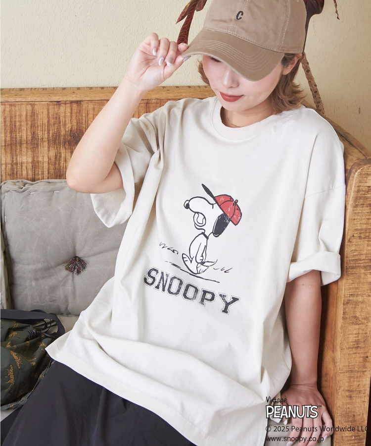 CUBE SUGAR(キューブシュガー) |PEANUTS ( ピーナッツ ) 21/-OE天竺 スヌーピー ビッグTシャツ