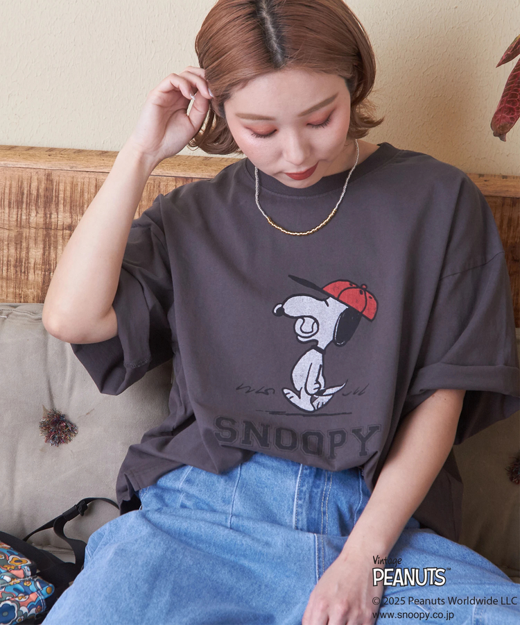 CUBE SUGAR(キューブシュガー) |PEANUTS ( ピーナッツ ) 21/-OE天竺 スヌーピー ビッグTシャツ