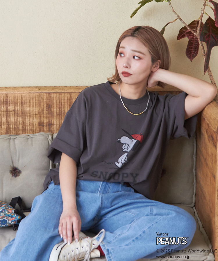 CUBE SUGAR(キューブシュガー) |PEANUTS ( ピーナッツ ) 21/-OE天竺 スヌーピー ビッグTシャツ