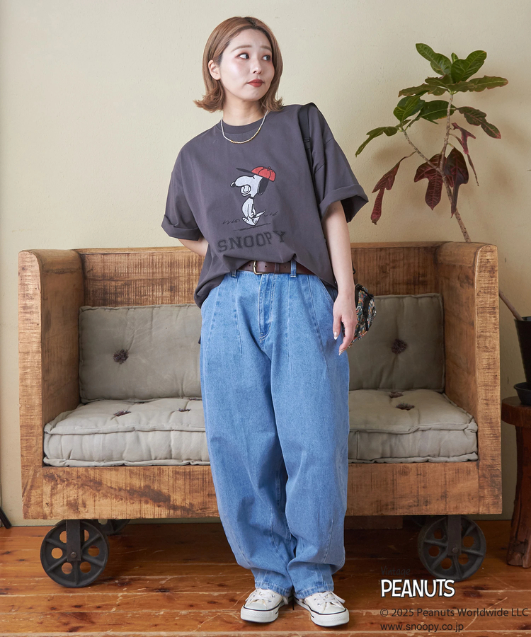 CUBE SUGAR(キューブシュガー) |PEANUTS ( ピーナッツ ) 21/-OE天竺 スヌーピー ビッグTシャツ