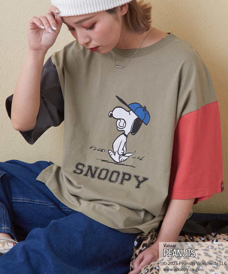CUBE SUGAR(キューブシュガー) |PEANUTS ( ピーナッツ ) 21/-OE天竺 スヌーピー ビッグTシャツ