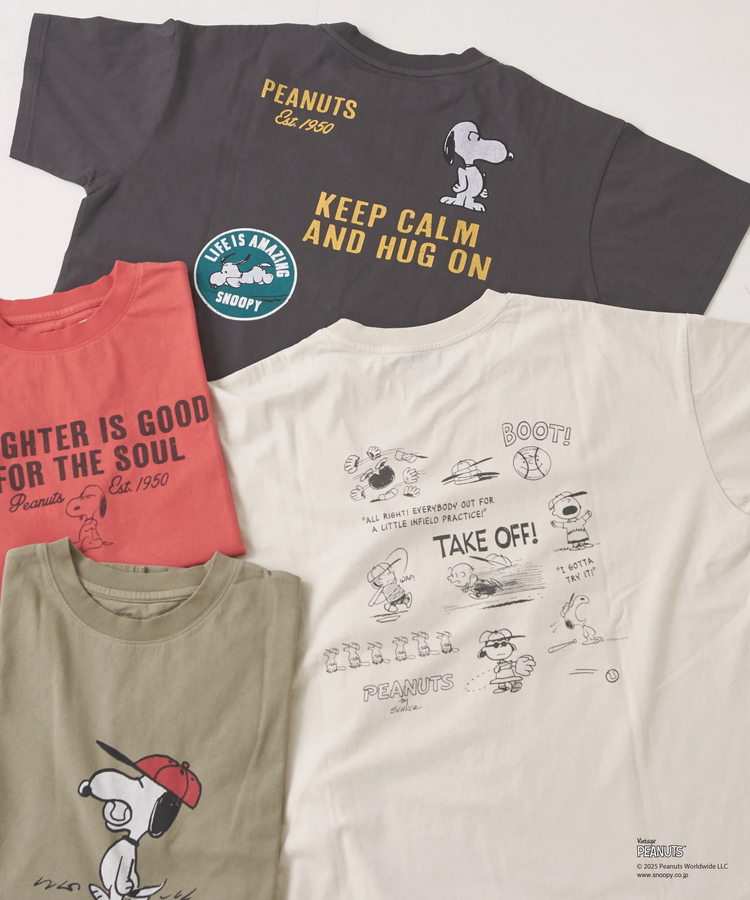 CUBE SUGAR(キューブシュガー) |PEANUTS ( ピーナッツ ) 21/-OE天竺 スヌーピー ビッグTシャツ