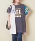 26/-天竺 パウダー加工 アシンメトリー 切替 チュニック Tシャツ