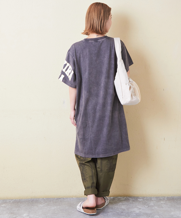 CUBE SUGAR(キューブシュガー) |26/-天竺 パウダー加工 アシンメトリー 切替 チュニック Tシャツ