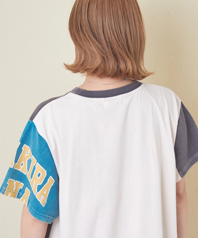 CUBE SUGAR(キューブシュガー) |26/-天竺 パウダー加工 アシンメトリー 切替 チュニック Tシャツ