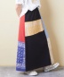 26/-OE天竺 × バンダナ リメイク風 切替 スカート