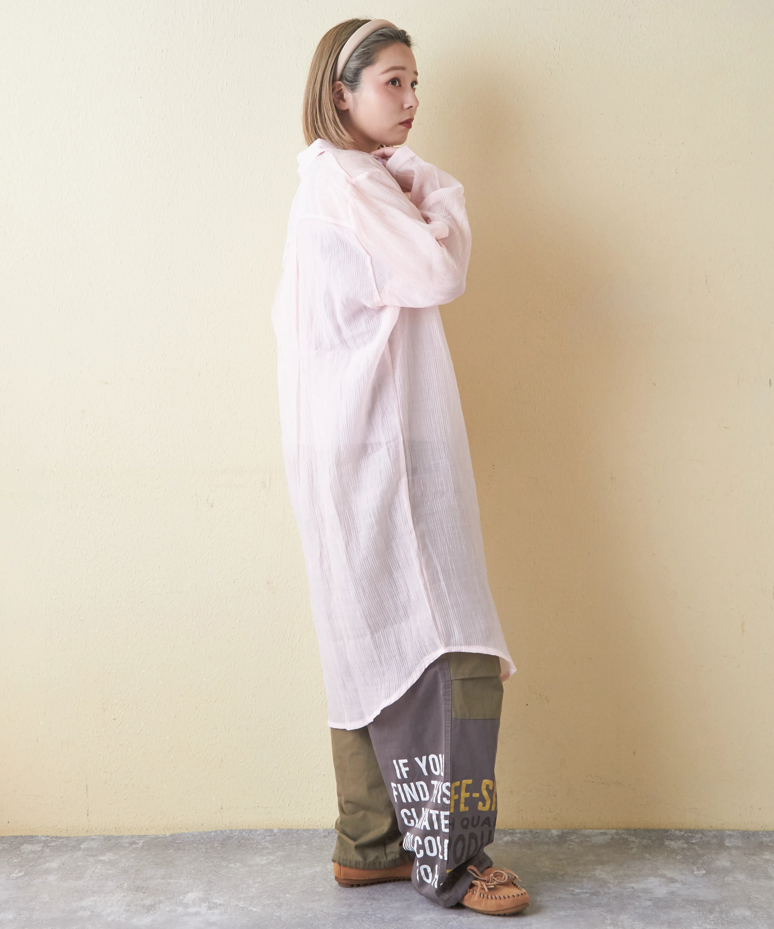 シアー ストライプ シャツ ワンピース｜ファッション通販サイト