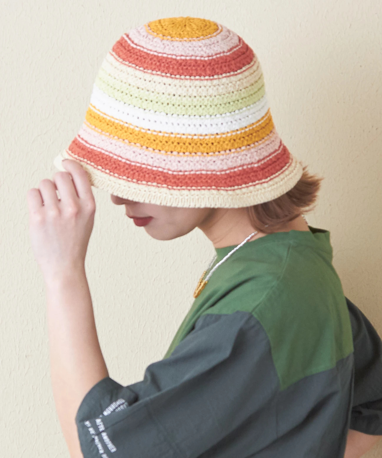 カギ針 カラフル ボーダー柄 ハット｜ファッション通販サイトの