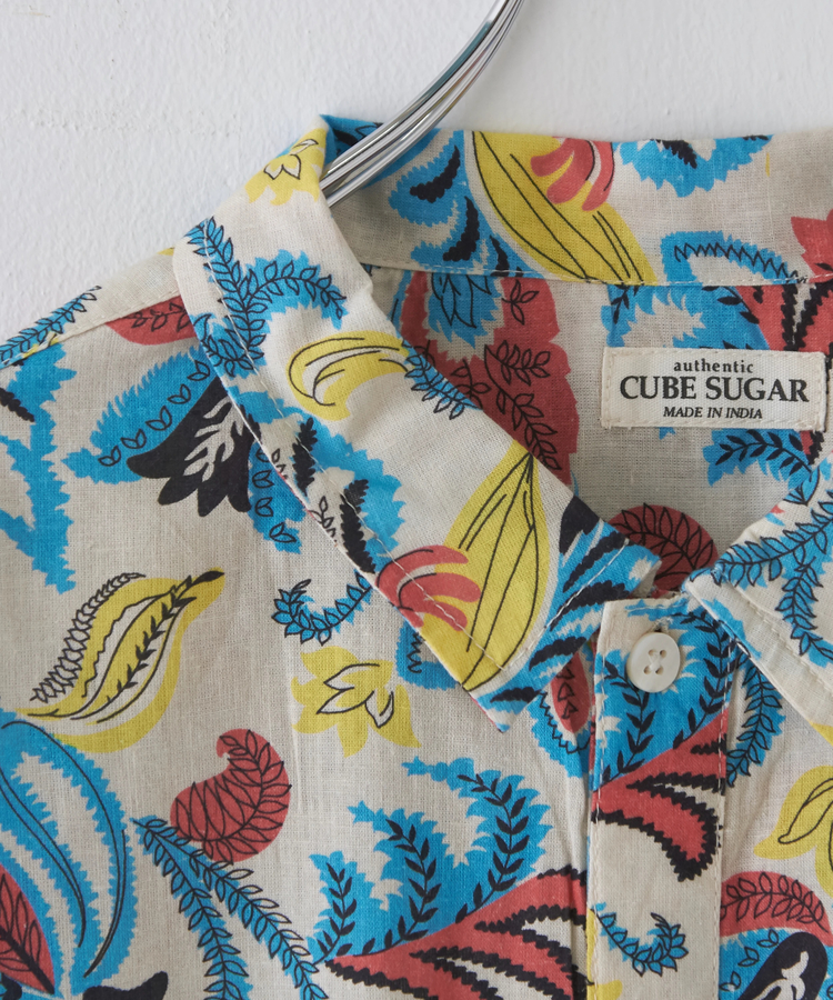 CUBE SUGAR(キューブシュガー) |インド コットン キャンブリック 総柄 プリント ドルマン シャツ