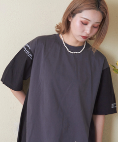 26/-天竺×布帛 ランタンスリーブ プルオーバー