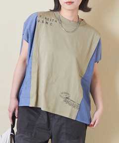 32/-OE天竺 × シャンブレー ヤッコ Tシャツ
