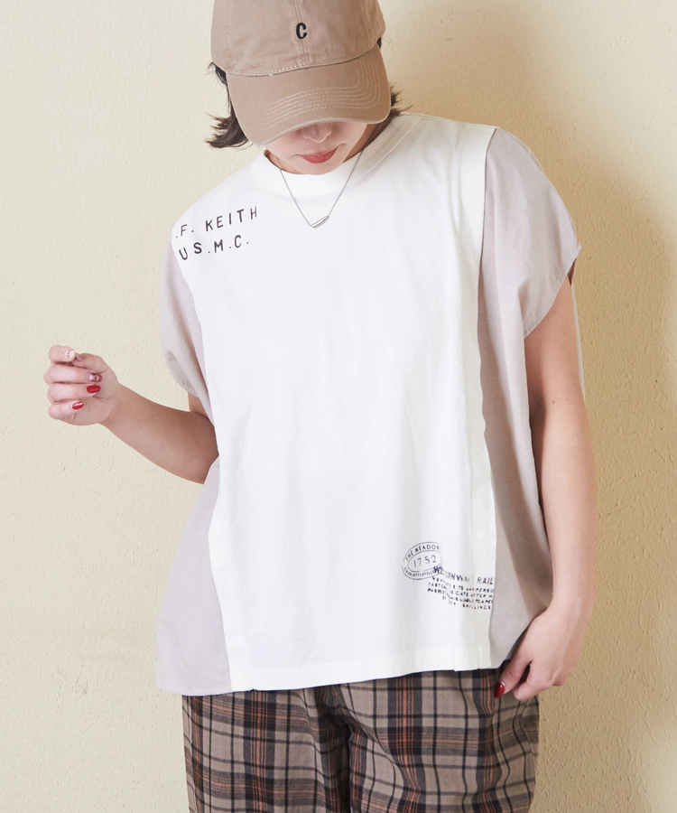 CUBE SUGAR(キューブシュガー) |32/-OE天竺 × シャンブレー ヤッコ Tシャツ