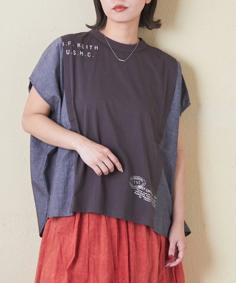 CUBE SUGAR(キューブシュガー) |32/-OE天竺 × シャンブレー ヤッコ Tシャツ