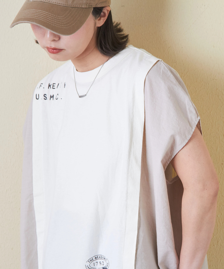 CUBE SUGAR(キューブシュガー) |32/-OE天竺 × シャンブレー ヤッコ Tシャツ