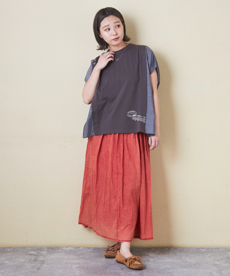 CUBE SUGAR(キューブシュガー) |32/-OE天竺 × シャンブレー ヤッコ Tシャツ