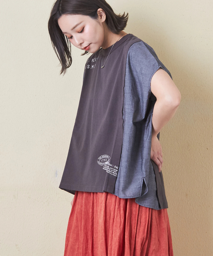 CUBE SUGAR(キューブシュガー) |32/-OE天竺 × シャンブレー ヤッコ Tシャツ