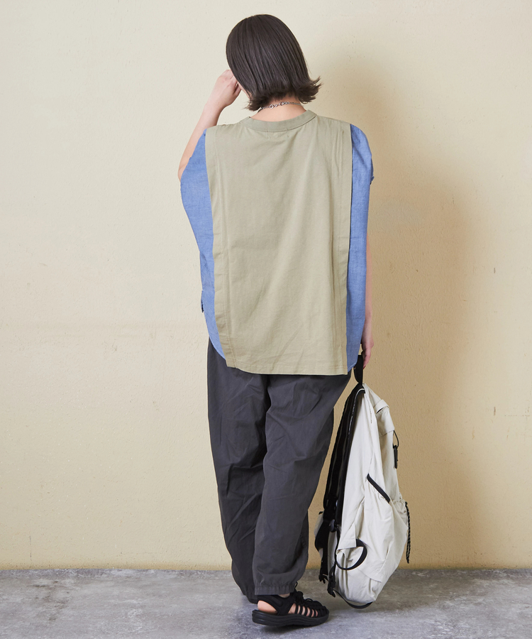 CUBE SUGAR(キューブシュガー) |32/-OE天竺 × シャンブレー ヤッコ Tシャツ