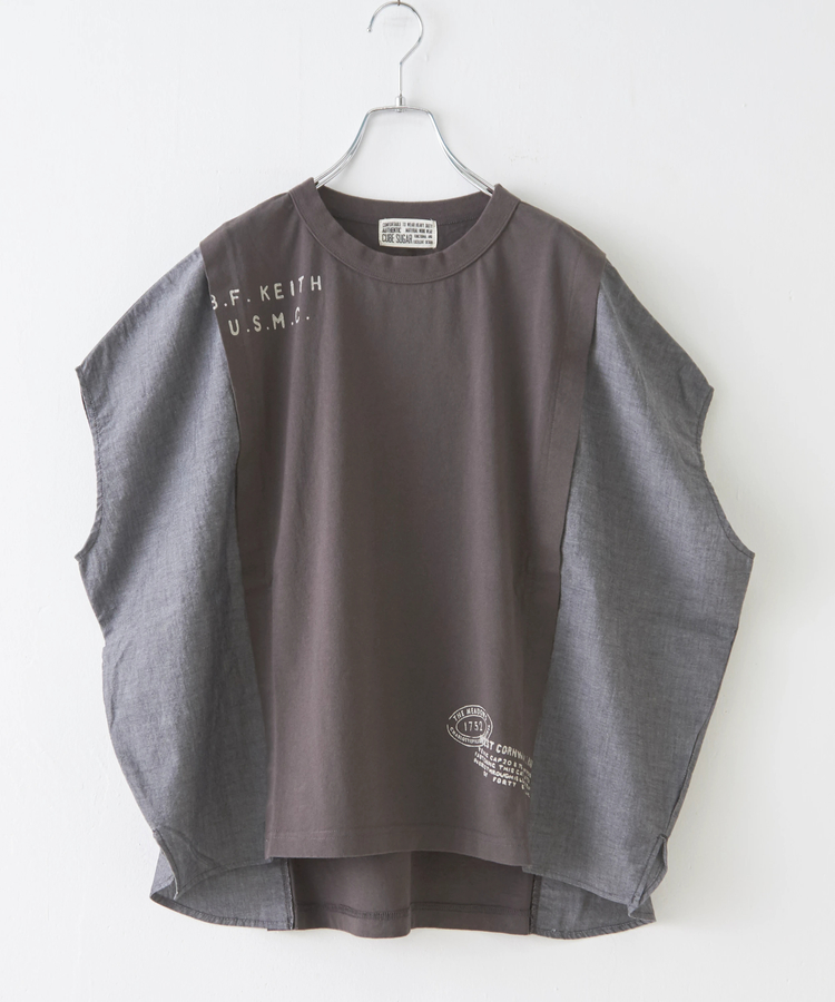 CUBE SUGAR(キューブシュガー) |32/-OE天竺 × シャンブレー ヤッコ Tシャツ