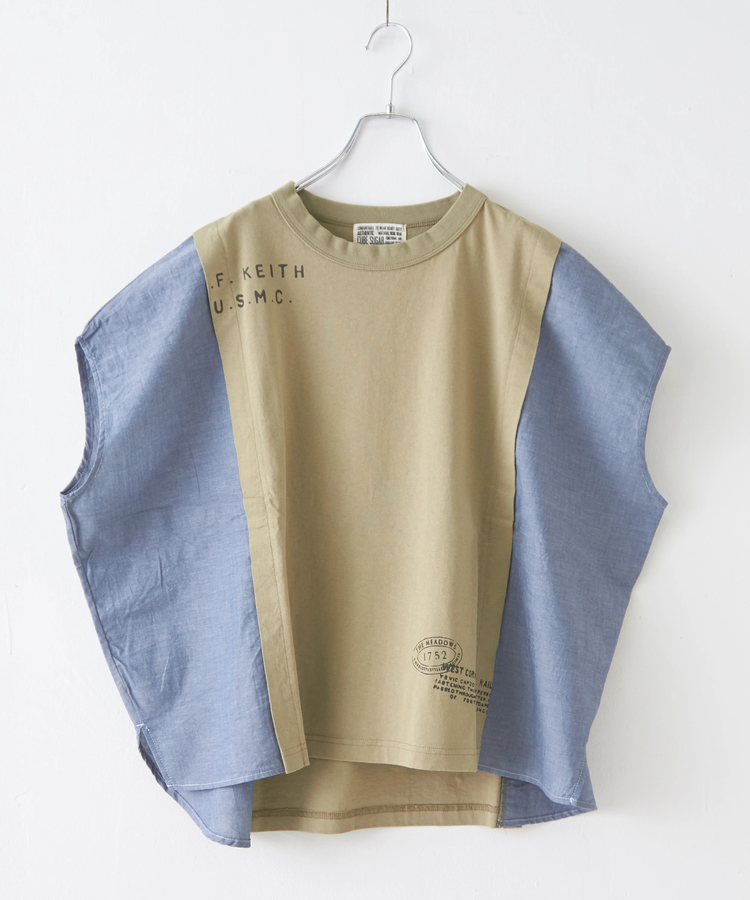 CUBE SUGAR(キューブシュガー) |32/-OE天竺 × シャンブレー ヤッコ Tシャツ