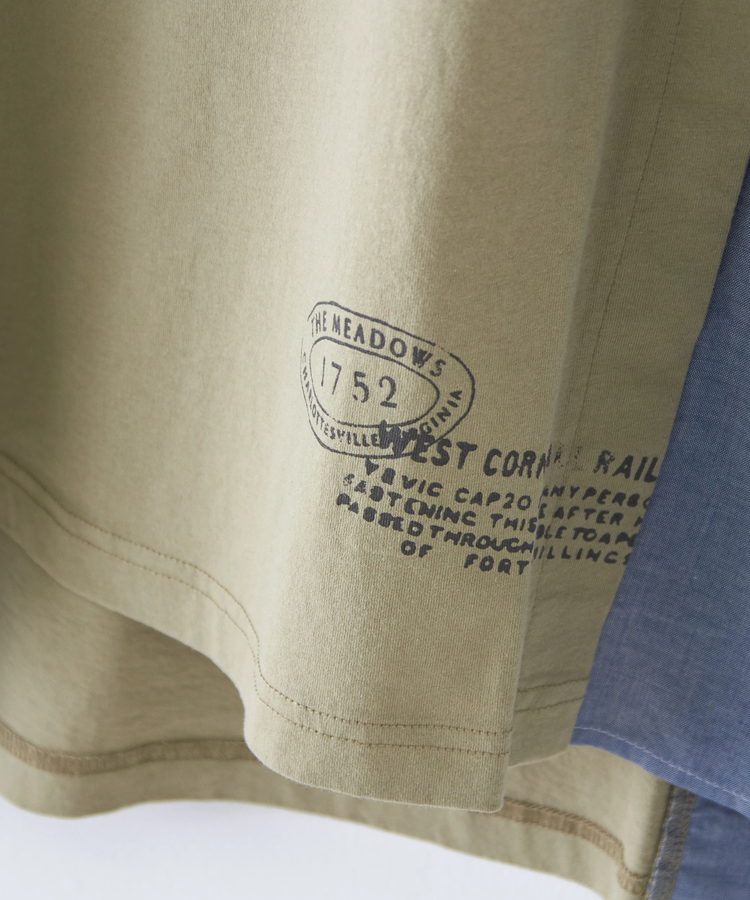 CUBE SUGAR(キューブシュガー) |32/-OE天竺 × シャンブレー ヤッコ Tシャツ