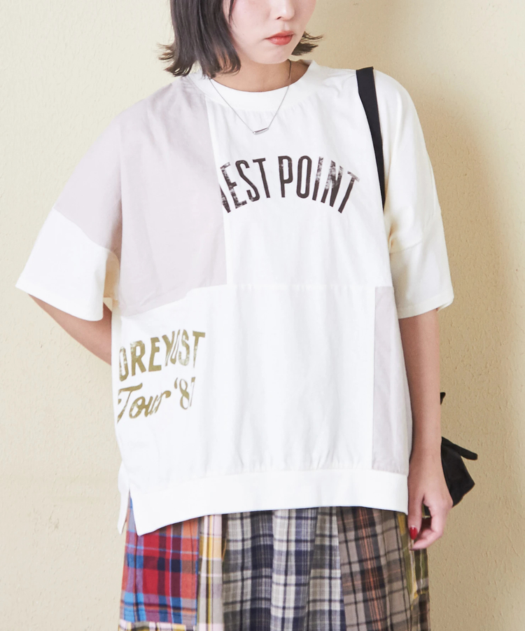 CUBE SUGAR(キューブシュガー) |32/-OE天竺 × シャンブレー 裾リブ Tシャツ