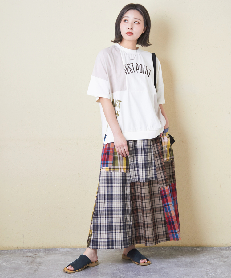 CUBE SUGAR(キューブシュガー) |32/-OE天竺 × シャンブレー 裾リブ Tシャツ