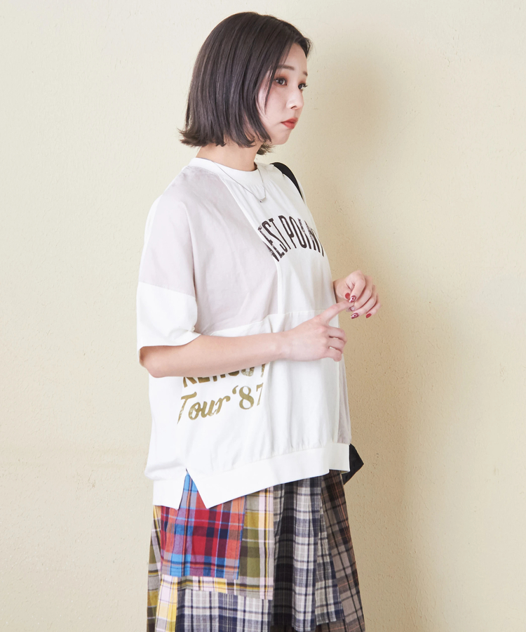 CUBE SUGAR(キューブシュガー) |32/-OE天竺 × シャンブレー 裾リブ Tシャツ
