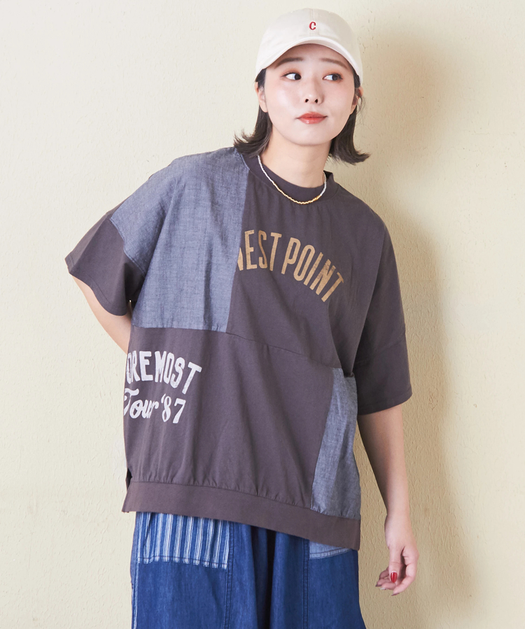 CUBE SUGAR(キューブシュガー) |32/-OE天竺 × シャンブレー 裾リブ Tシャツ