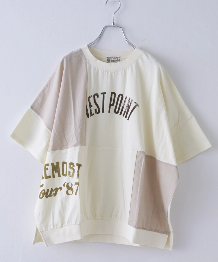 CUBE SUGAR(キューブシュガー) |32/-OE天竺 × シャンブレー 裾リブ Tシャツ