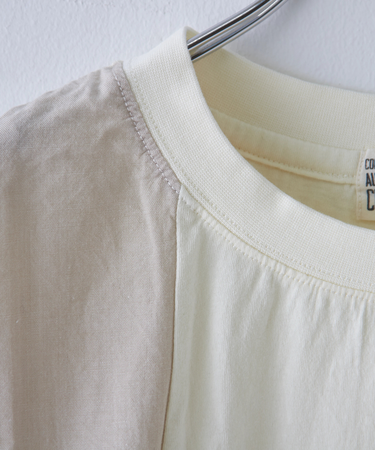 CUBE SUGAR(キューブシュガー) |32/-OE天竺 × シャンブレー 裾リブ Tシャツ