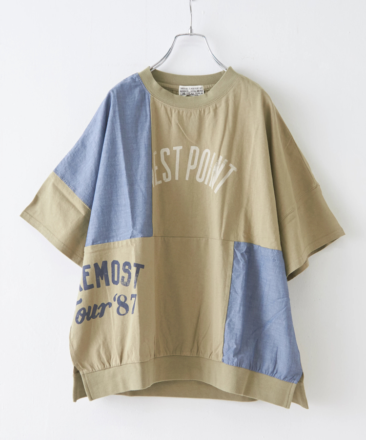 CUBE SUGAR(キューブシュガー) |32/-OE天竺 × シャンブレー 裾リブ Tシャツ