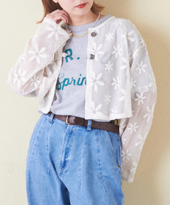 花柄 メッシュ ボレロ