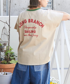 21/-シルケット風天竺 接触冷感 脇タック ドルマン Tシャツ